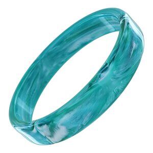 Vintage Round Blue Green Shiny Marbled Bangle Bracelet Womens Large Size